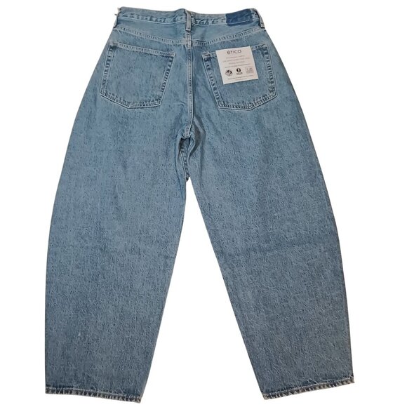 NEW Etica Denim Cassel Ultra High Barrel Leg Jeans Bluestone Size 30 Cropped - Picture 9 of 15